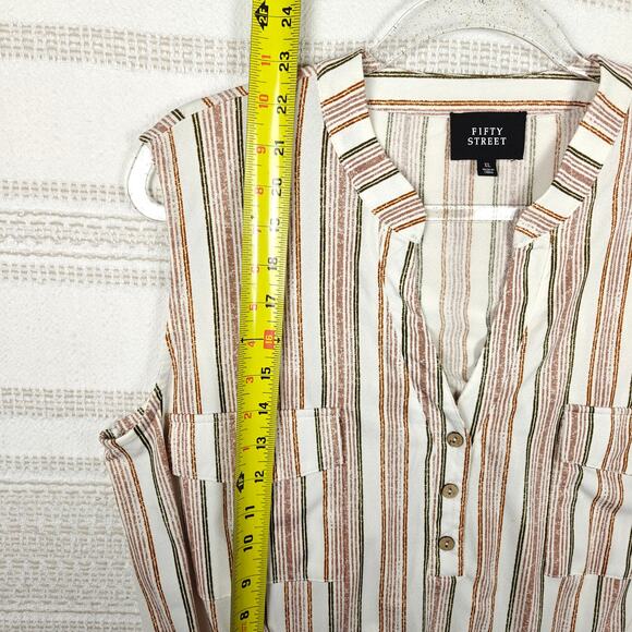 Fifty Street Striped Sleeveless Blousey Tank Top Career Work Shirt XL NWT - Picture 4 of 9